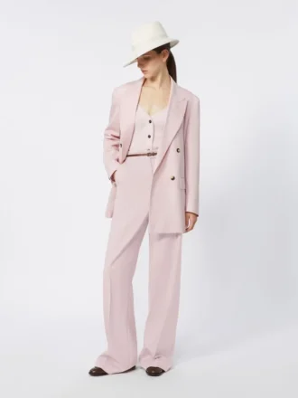 Blazer cruzado de lana, mohair y seda, rosa beige