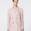 Blazer cruzado de lana, mohair y seda, rosa beige Blazer cruzado de lana, mohair y seda, rosa beige