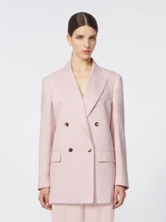 Blazer cruzado de lana, mohair y seda, rosa beige