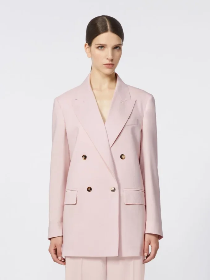 Blazer cruzado de lana, mohair y seda, rosa beige Blazer cruzado de lana, mohair y seda, rosa beige