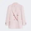 Blazer cruzado de lana, mohair y seda, rosa beige Blazer cruzado de lana, mohair y seda, rosa beige
