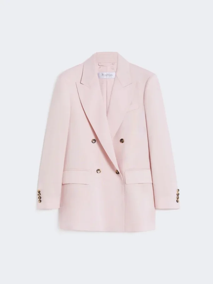 Blazer cruzado de lana, mohair y seda, rosa beige Blazer cruzado de lana, mohair y seda, rosa beige