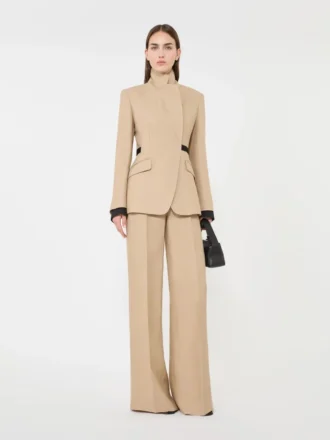 Blazer cruzado de lino natta puro, color camel