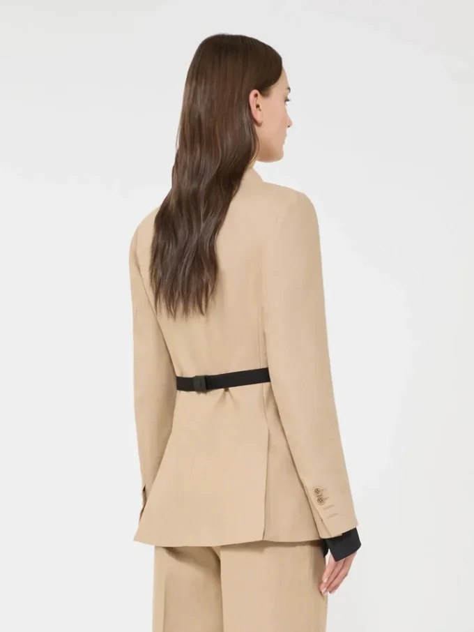 Blazer cruzado de lino natta puro, color camel Blazer cruzado de lino natta puro, color camel