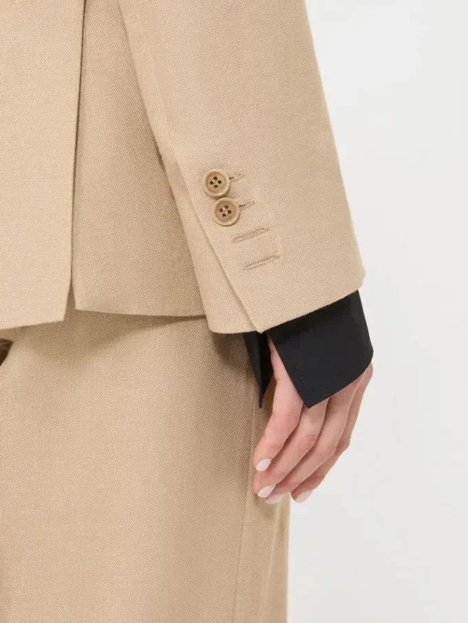 Blazer cruzado de lino natta puro, color camel Blazer cruzado de lino natta puro, color camel