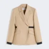 Blazer cruzado de lino natta puro, color camel Blazer cruzado de lino natta puro, color camel