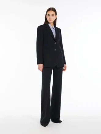 Blazer de cady de un solo botonadura, azul marino