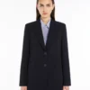 Blazer de cady de un solo botonadura, azul marino Blazer de cady de un solo botonadura, azul marino