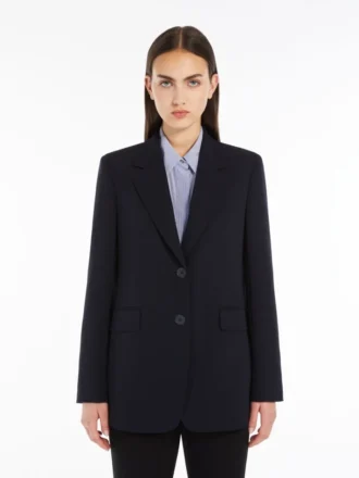 Blazer de cady de un solo botonadura, azul marino