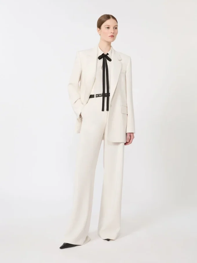 Blazer de cady de un solo botonadura, beige Blazer de cady de un solo botonadura, beige