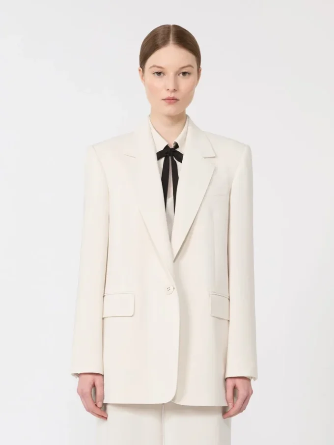 Blazer de cady de un solo botonadura, beige Blazer de cady de un solo botonadura, beige