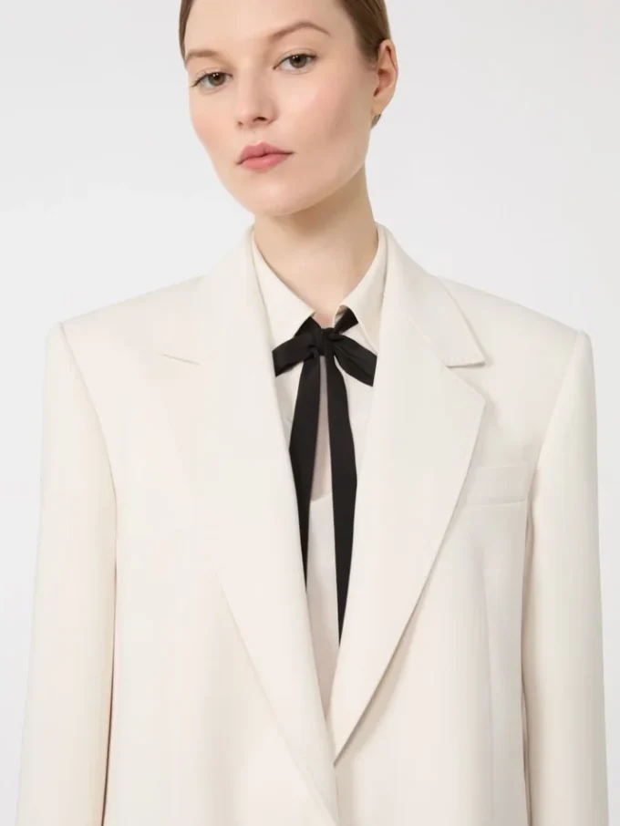 Blazer de cady de un solo botonadura, beige Blazer de cady de un solo botonadura, beige