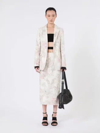 Blazer de corte entallado en organza estampada y gabardina, blanco