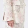 Blazer de corte entallado en organza estampada y gabardina, blanco Blazer de corte entallado en organza estampada y gabardina, blanco