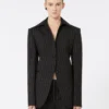 Blazer de gabardina elástica de corte entallado, negro Blazer de gabardina elástica de corte entallado, negro
