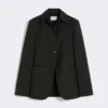 Blazer de gabardina elástica de corte entallado, negro Blazer de gabardina elástica de corte entallado, negro