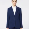 Blazer de jersey piqué de un solo botonadura, azul china Blazer de jersey piqué de un solo botonadura, azul china