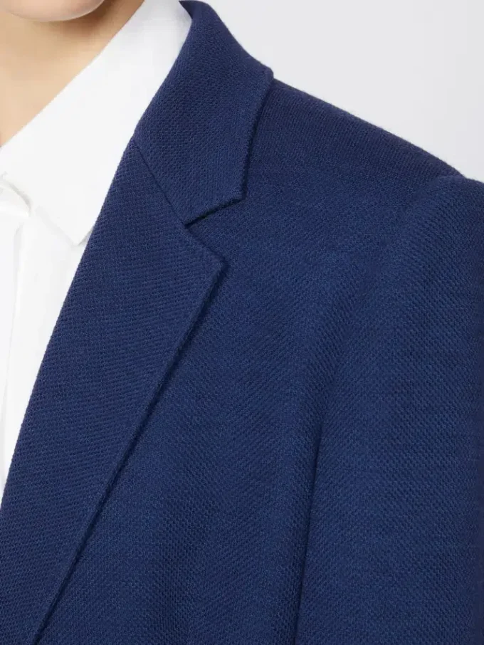 Blazer de jersey piqué de un solo botonadura, azul china Blazer de jersey piqué de un solo botonadura, azul china