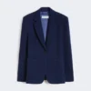 Blazer de jersey piqué de un solo botonadura, azul china Blazer de jersey piqué de un solo botonadura, azul china