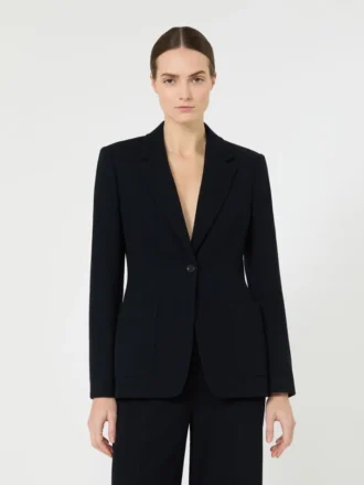 Blazer de jersey piqué de un solo botonadura, azul ultramar