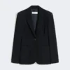 Blazer de jersey piqué de un solo botonadura, azul ultramar Blazer de jersey piqué de un solo botonadura, azul ultramar