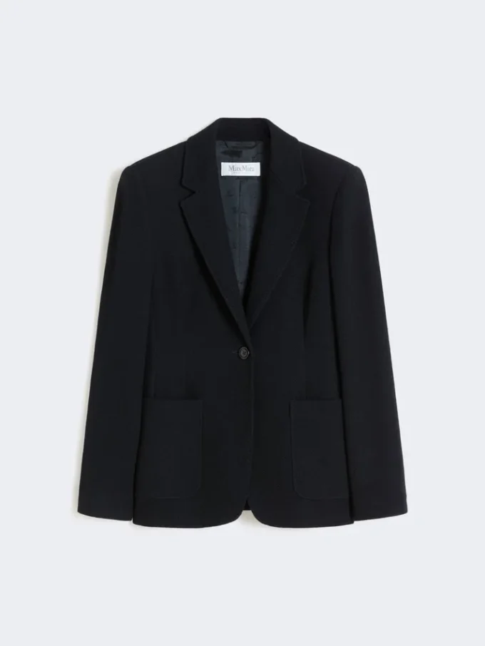 Blazer de jersey piqué de un solo botonadura, azul ultramar Blazer de jersey piqué de un solo botonadura, azul ultramar