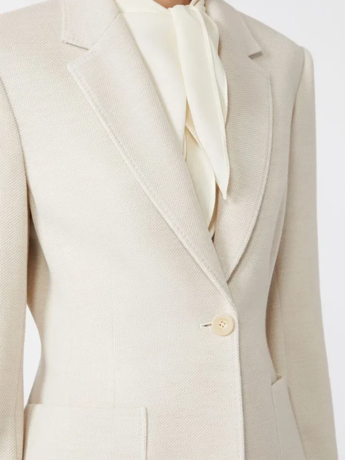 Blazer de jersey piqué de un solo botonadura, color marfil