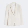 Blazer de jersey piqué de un solo botonadura, color marfil