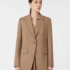 Blazer de lana de un solo botonadura, color avellana