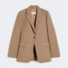 Blazer de lana de un solo botonadura, color avellana