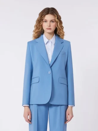 Blazer de lana elástica, azul claro