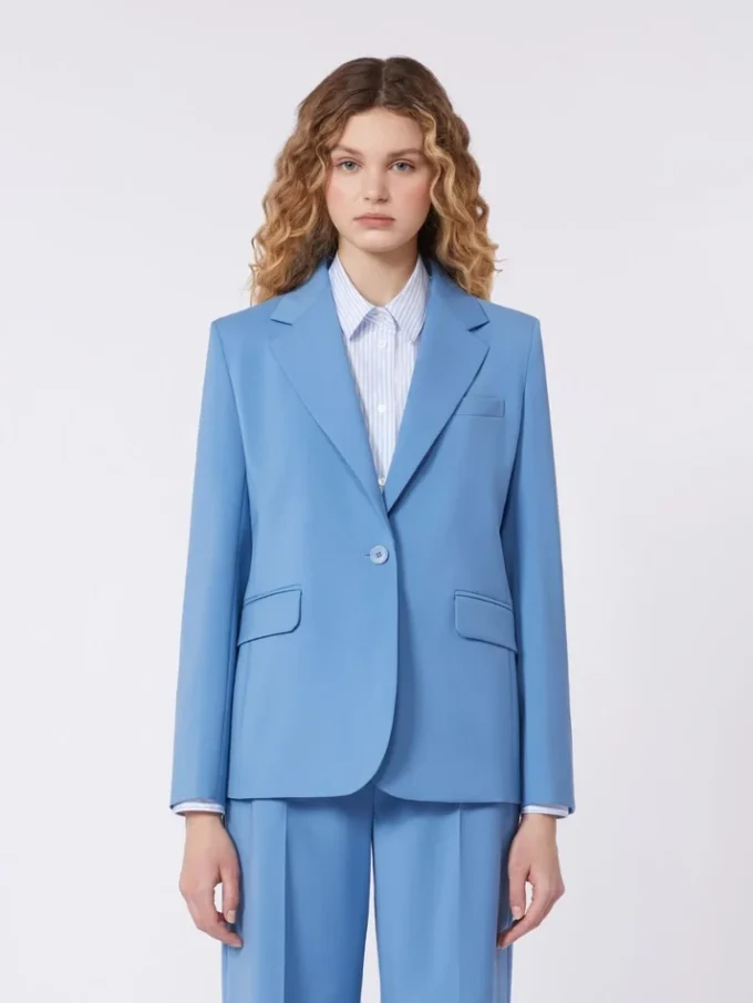 Blazer de lana elástica, azul claro Blazer de lana elástica, azul claro