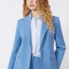 Blazer de lana elástica, azul claro Blazer de lana elástica, azul claro