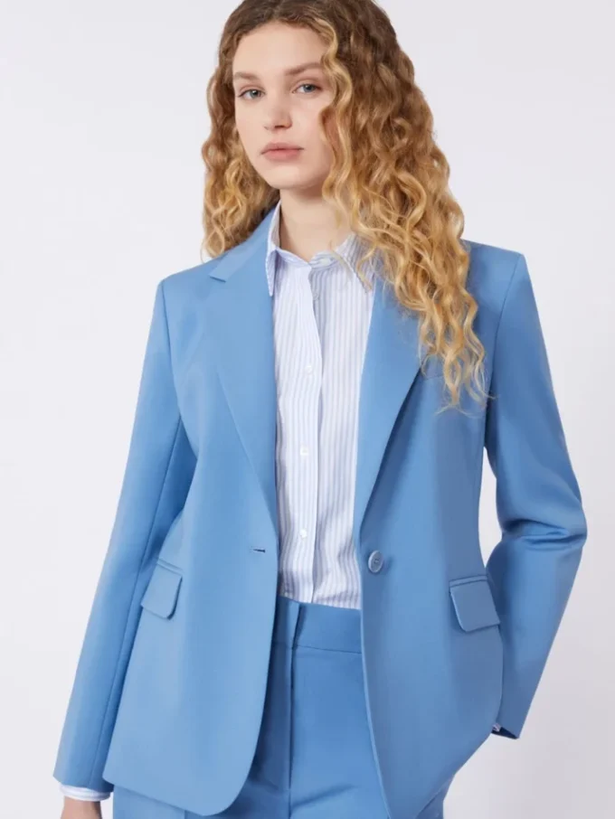 Blazer de lana elástica, azul claro Blazer de lana elástica, azul claro