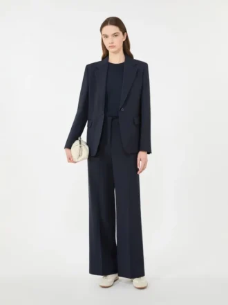 Blazer de lana elástica, azul marino