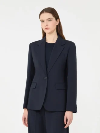 Blazer de lana elástica, azul marino