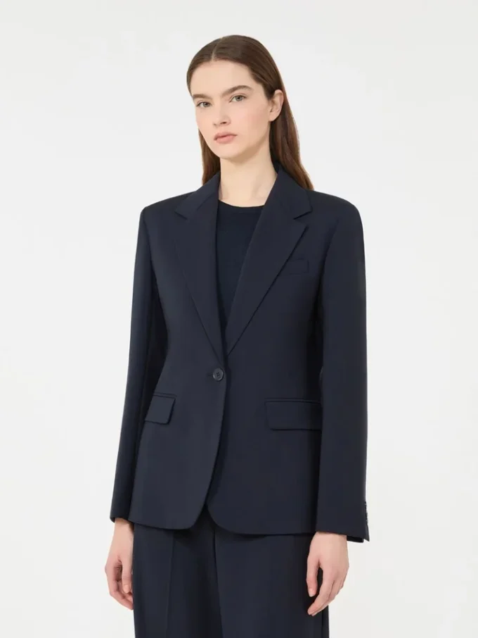 Blazer de lana elástica, azul marino Blazer de lana elástica, azul marino