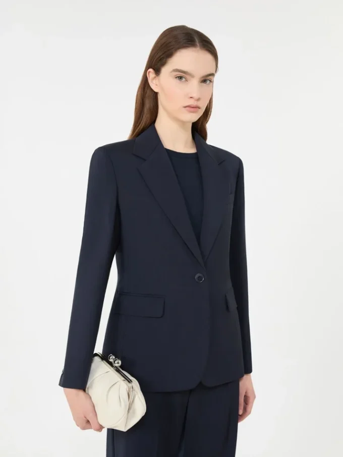 Blazer de lana elástica, azul marino Blazer de lana elástica, azul marino