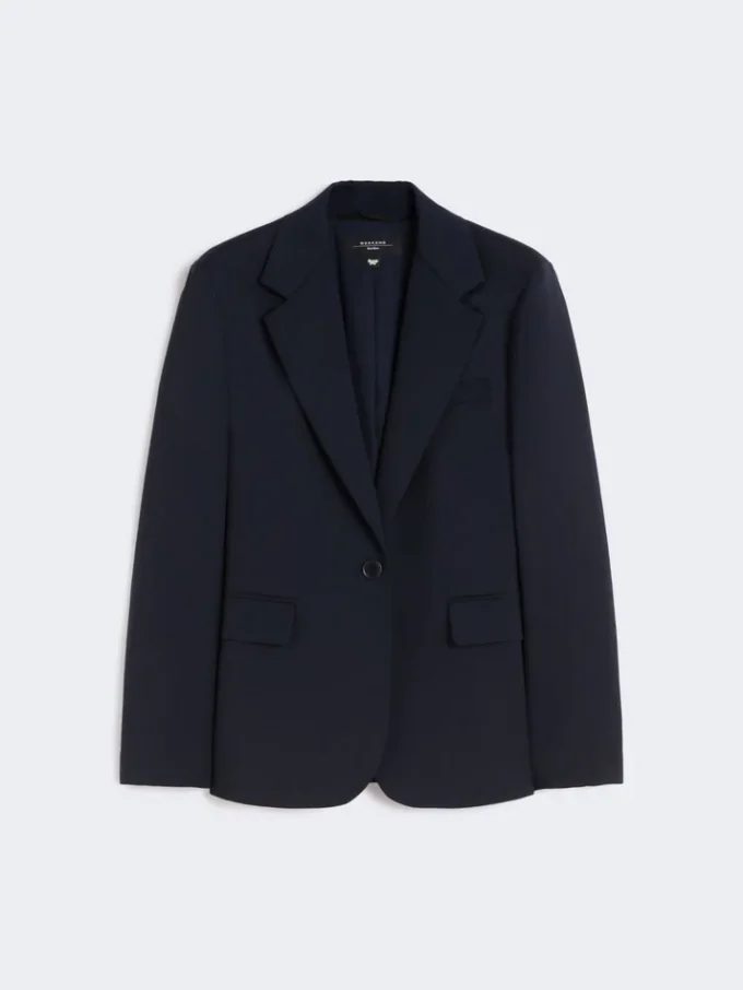 Blazer de lana elástica, azul marino Blazer de lana elástica, azul marino