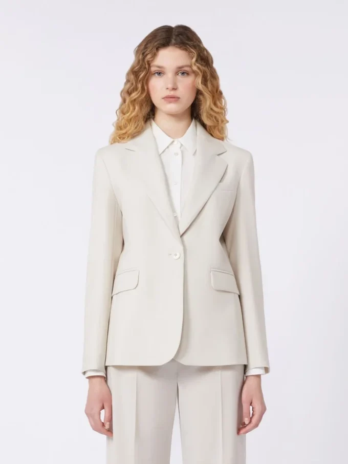 Blazer de lana elástica, color arena