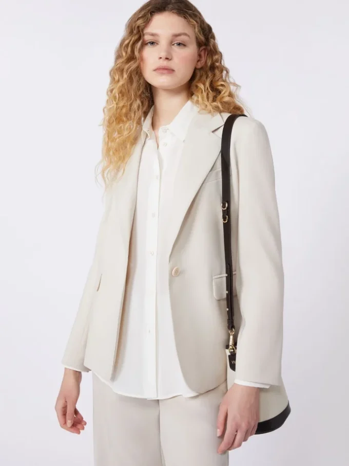 Blazer de lana elástica, color arena