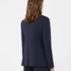 Blazer de lana elástica de doble botonadura, azul marino Blazer de lana elástica de doble botonadura, azul marino
