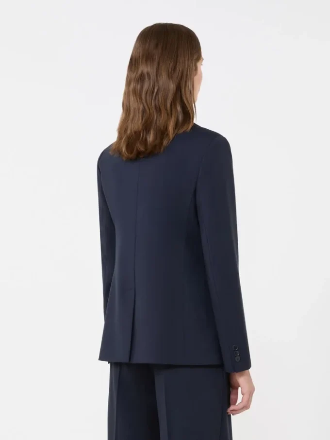 Blazer de lana elástica de doble botonadura, azul marino Blazer de lana elástica de doble botonadura, azul marino