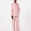 Blazer de lana elástica de doble botonadura, rosa antiguo Blazer de lana elástica de doble botonadura, rosa antiguo