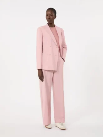 Blazer de lana elástica de doble botonadura, rosa antiguo