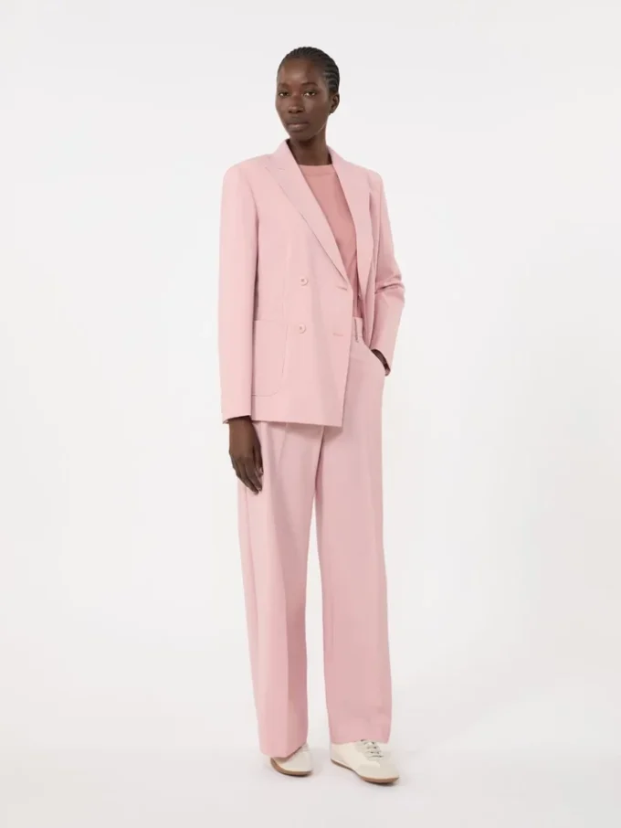 Blazer de lana elástica de doble botonadura, rosa antiguo Blazer de lana elástica de doble botonadura, rosa antiguo