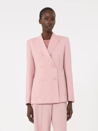 Blazer de lana elástica de doble botonadura, rosa antiguo