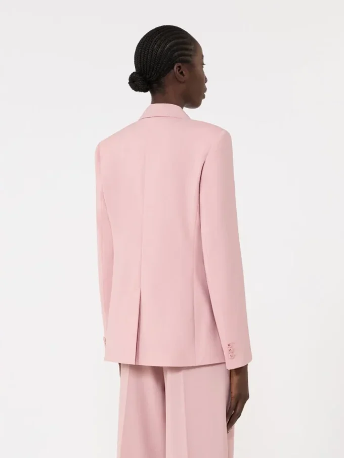 Blazer de lana elástica de doble botonadura, rosa antiguo Blazer de lana elástica de doble botonadura, rosa antiguo