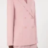 Blazer de lana elástica de doble botonadura, rosa antiguo Blazer de lana elástica de doble botonadura, rosa antiguo