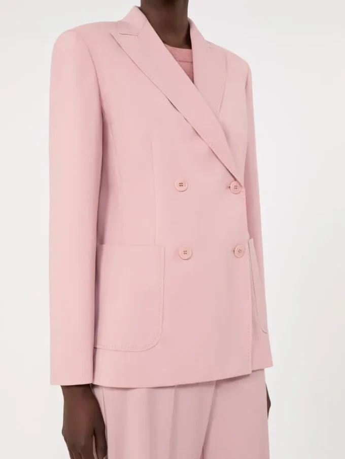 Blazer de lana elástica de doble botonadura, rosa antiguo Blazer de lana elástica de doble botonadura, rosa antiguo